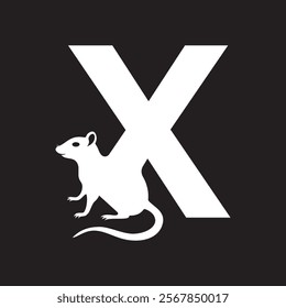 Initial Rat Logo Combine With Letter X Vector Template