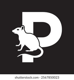 Initial Rat Logo Combine With Letter P Vector Template