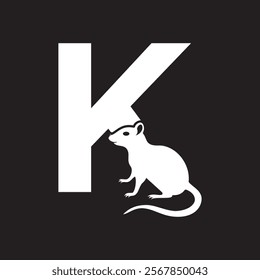 Initial Rat Logo Combine With Letter K Vector Template