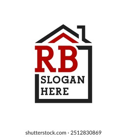 Initial RB house logo for Roofing. Letter RB Real Estate Logo