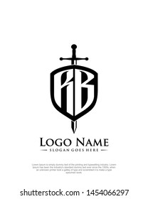 initial RB letter with shield style logo template vector