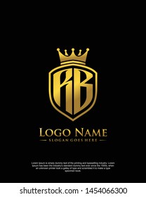 initial RB letter with shield style logo template vector