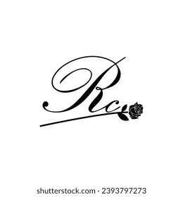Initial RC handwriting flower typography ornament modern