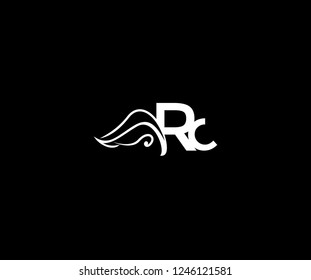 Initial RC Letter Linked Monogram Tribal Wings Logotype