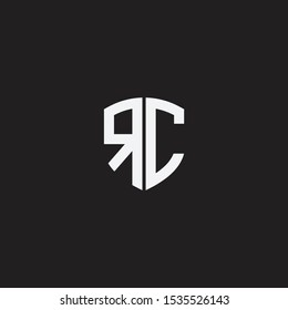 initial RC letter with shield style logo template vector
