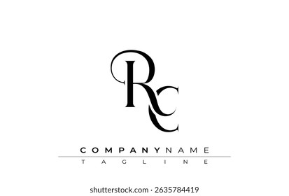 Initial RC Logo Design Vector. Elegant Monogram Logo Design with Decorative Elements and Typography