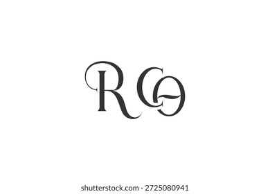 Diseño inicial del logotipo de la carta creativa de RCO. Diseño elegante del logotipo del monograma con los Elementos decorativos y la tipografía