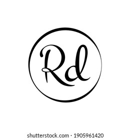 Initial rd letter Logo Design Black Script Circle vector Template