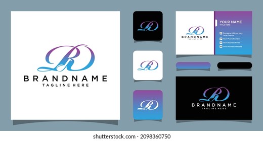Initial RD letter with music vector logo and business card design template