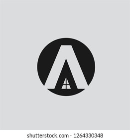 
initial real estate A. a monochrome logo shaped like a roof that also forms the letter A.
