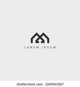 Initial real estate logo arrow icon template.