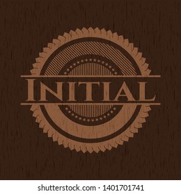 Initial realistic wood emblem. Vector Illustration.