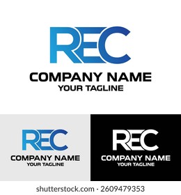 Initial REC letter, modern typography vector logo design template