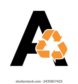Initial Recycle Logo combine with letter A vector template