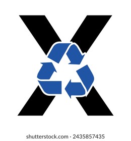 Initial Recycle Logo combine with letter X vector template