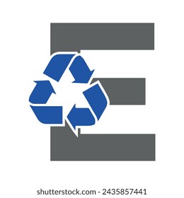 Logotipo de reciclaje inicial combinado con la letra E plantilla de vector
