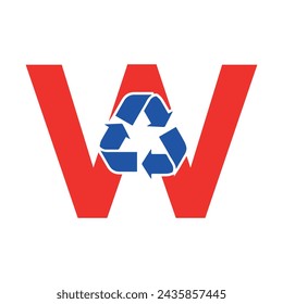 Initial Recycle Logo combine with letter W vector template