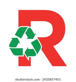 Initial Recycle Logo combine with letter R vector template