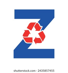Initial Recycle Logo combine with letter Z vector template
