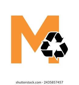 Logotipo de reciclaje inicial combinado con la plantilla de vector de la letra M