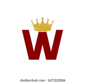 Initial Red Letter Logo with Gold Crown W