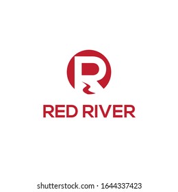 initial red river logo letter R