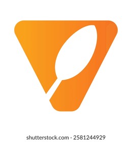 Initial Restaurant Logo On Letter V With Spoon Symbol Vector Template
