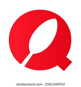 Initial Restaurant Logo On Letter Q With Spoon Symbol Vector Template