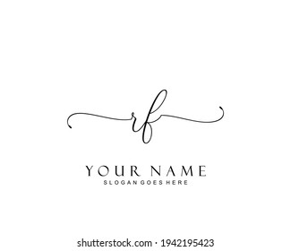 Monograma inicial de belleza RF y diseño elegante de logotipo, logotipo de escritura a mano de firma inicial, boda, moda, floral y botánica con plantilla creativa.