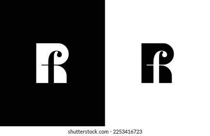 Primer RF FR moderno monograma y elegante diseño de logotipo, logotipo profesional Letras vectorial Icono sobre fondo negro.