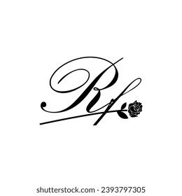 Initial RF handwriting flower typography ornament modern