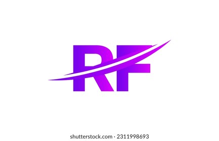 Initial RF letter Logo With Swoosh Design Graphic Vector Template for Business and Company Identity.
