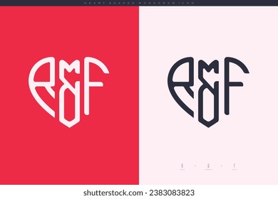 initial RF letters with red heart and love logo flat icon monogram concept