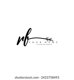 Initial RF logo handwriting floral typography ornament