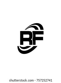 initial RF swoosh ring company logo black
