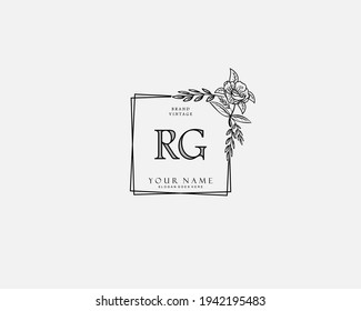 Initial RG beauty monogram and elegant logo design, handwriting logo of initial signature, wedding, fashion, floral and botanical with creative template.