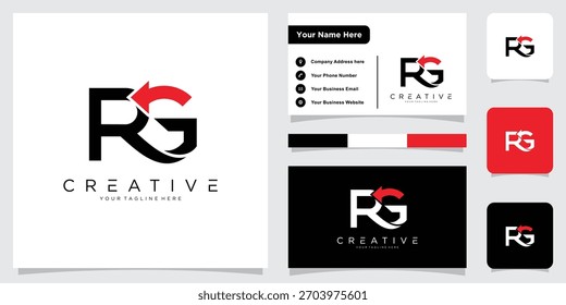 Plantilla inicial del Vector del diseño del logotipo de RG o GR