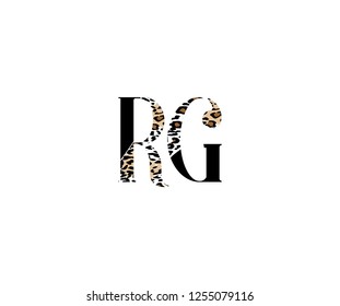 Initial RG Letter with Luxury Leopard Pattern Logotype