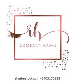 Initial RH calligraphy company eye and eyelash handwriting