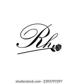 Initial RH handwriting flower typography ornament modern