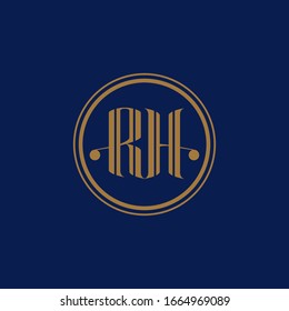 Initial RH Letters in circle. Vector Logo Template.