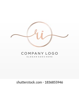 Initial RI beauty monogram and elegant logo design, handwriting logo of initial signature, wedding, fashion, floral and botanical with creative template.