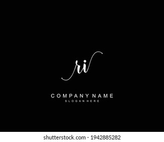 Initial RI beauty monogram and elegant logo design, handwriting logo of initial signature, wedding, fashion, floral and botanical with creative template.