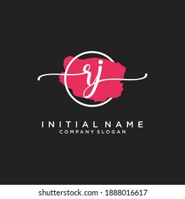 Monograma inicial de belleza RJ y diseño elegante de logotipo, logotipo de escritura a mano de firma inicial, boda, moda, floral y botánica con plantilla creativa.