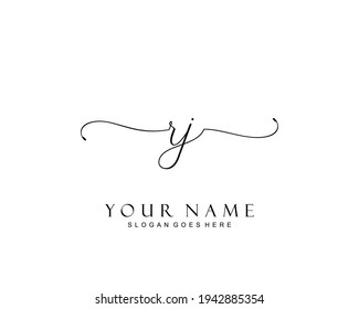 Initial RJ beauty monogram and elegant logo design, handwriting logo of initial signature, wedding, fashion, floral and botanical with creative template.