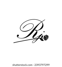 Ornamento inicial de tipografía de flores de escritura a mano RJ moderno