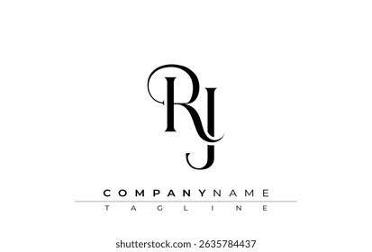Initial RJ Logo Design Vector. Elegant Monogram Logo Design with Decorative Elements and Typography