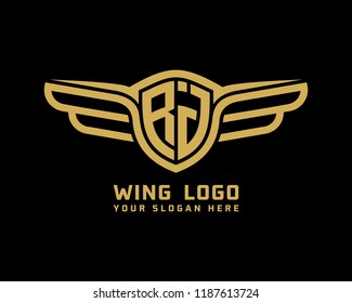 Initial RJ wing logo template vector