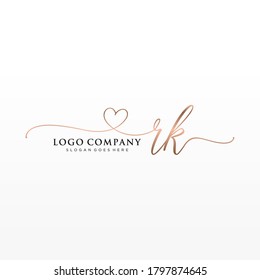 Initial RK Beauty-Monogramm und elegantes Logo-Design, Handschrift Logo der ersten Signatur, Hochzeit, Mode, Blumen und botanisch mit kreativen Vorlage.
