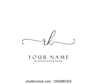 Initial RK beauty monogram and elegant logo design, handwriting logo of initial signature, wedding, fashion, floral and botanical with creative template.